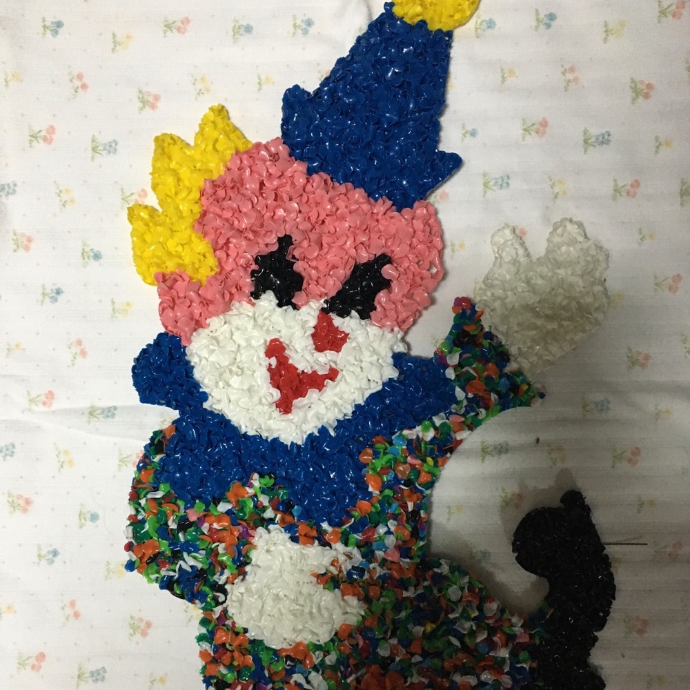 Vintage Melted Plastic Popcorn Circus Clown Decoration Rare Collector USA Made
